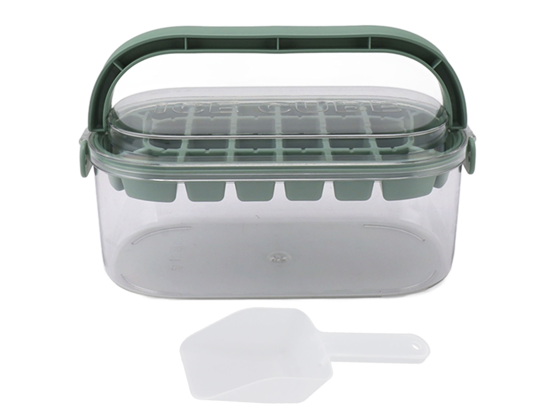 Molde De Hielo Para Cubos Grande Capacidad Casero Portátil Con Fondo Duro Verde 28 Cavidades