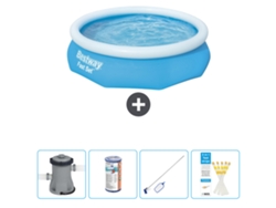 Piscina hinchable redonda Fast Set BESTWAY - 305 x 76 cm - Azul - Bomba incluida Filtrar - kit de limpieza - Tiras de prueba
