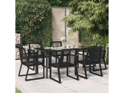 Juego de comedor de jardín DKD Home Decor de 7 piezas en mimbre de PVC negro