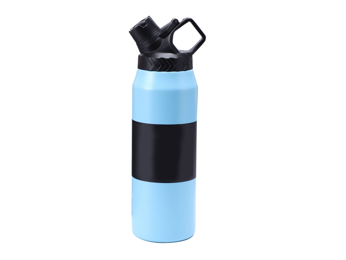 Botella De Agua De Acero Inoxidable Con Vacío Aislante Deportiva Antiderrame 750ml Azul Claro