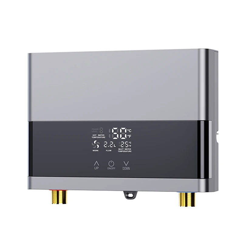Calentador De Agua Eléctrico Instantáneo (110 V, 4000 W, Plateado) Con Pantalla Lcd De Temperatura Y Control Remoto