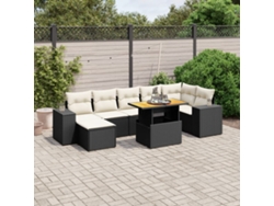 Conjunto de 8 sofás de jardín con cojines de mimbre sintético negro, Dkd Home Decor