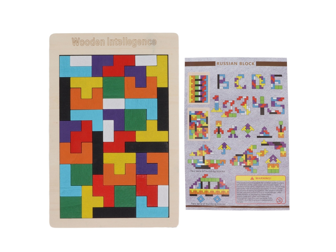 Ats-rompecabezas Cognitivo De Madera Gruesa Bloques Rússicos 3d Coloridos Para Niños