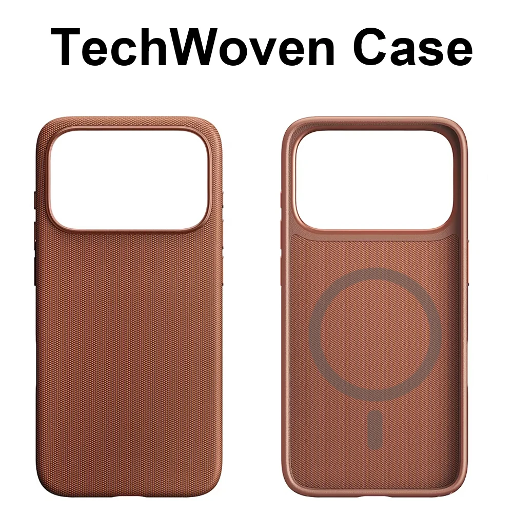 (iphone 15 Pro Max Marrón) Funda Protectora Magnética Tejida Con Soporte Para Carga Inalámbrica Magsafe