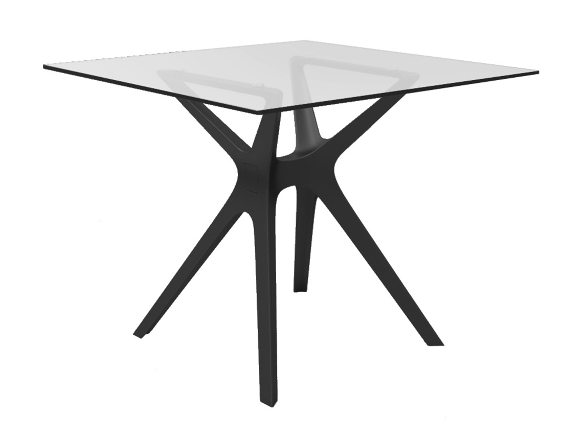 Mesa Cuadrada Interior 90x90 Negro - Cristal Vela S Resol