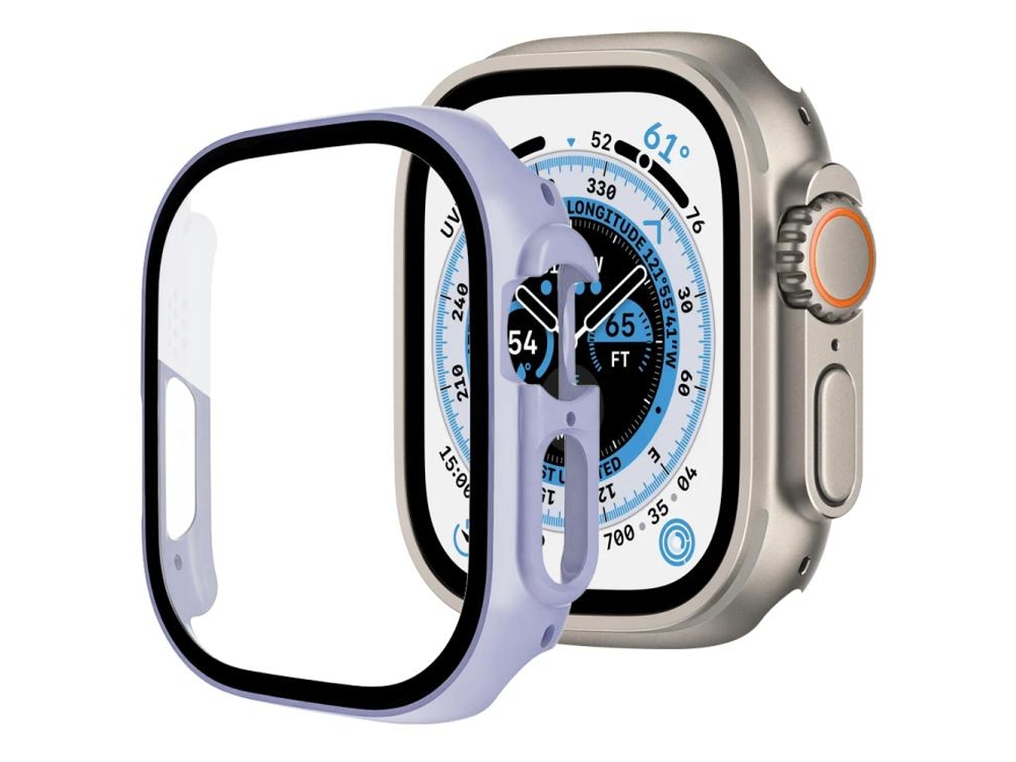 Película De Vidro Temperado Integrada Em Policarbonato Para Apple Watch Series 6 44mm Roxo Claro