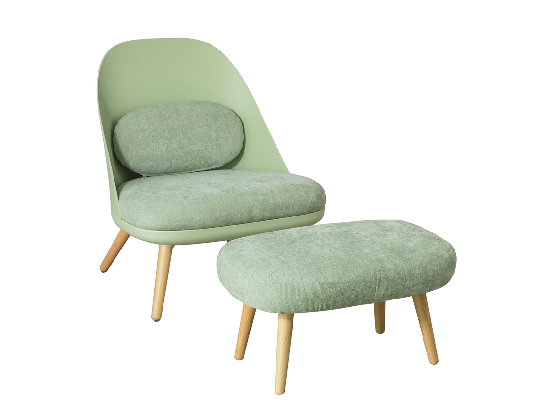 Sillón con reposapiés en madera de haya 67x73x76cm Fst63 Gr Sobuy