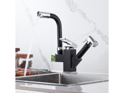 Grifo De Cocina Negro Para Encimera Con Mezclador Flexible Extraíble.