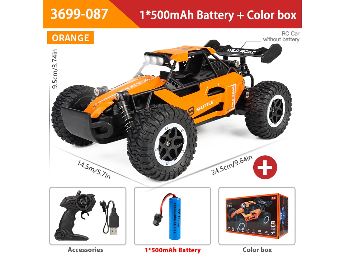 Coche todoterreno RC 1/16 2WD 20 km/h con luces LED, color naranja Aeuzwr