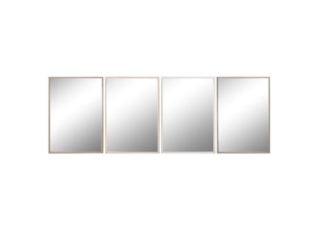 Espejo de pared HOME ESPRIT Blanco Marrón Beige Gris Cristal Poliestireno 63,3 x 2,6 x 89,6 cm (4 Unidades)