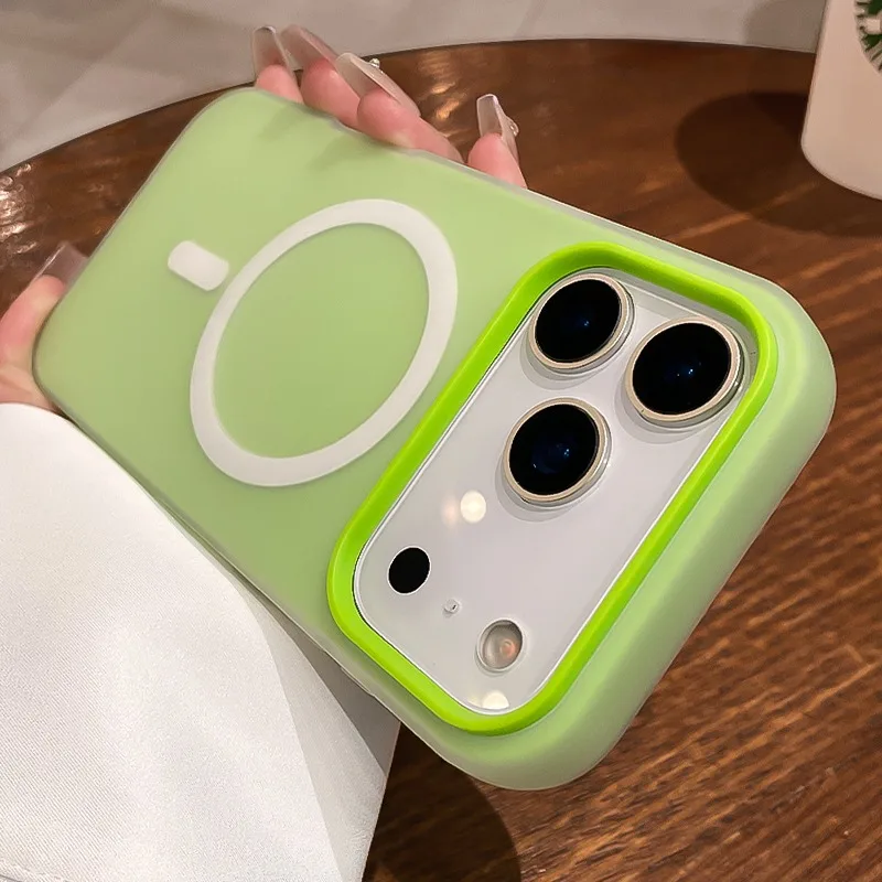 (iphone 16 Verde) Funda Magnética 2 En 1 A Prueba De Golpes, Funda Protectora Con Marco Magnético Magsafe