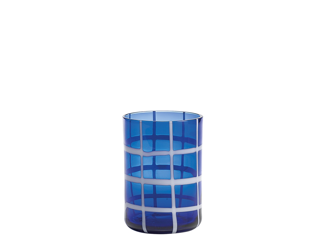 Zafferano Twiddle - Conjunto De 6 Copos De Vidro Soprado Azul, 35 Cl - Copos Artesanais Com Decoração Branca, Laváveis ​​na Máquina De Lavar Louça