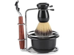 Kit De Afeitado Manual Para Hombre Con Cuchilla, Base De Acero Inoxidable, Brocha Y Tazón.