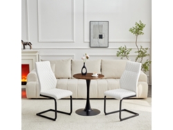Conjunto De Mesa De Mdf (60 Cm) Con 2 Sillas Blancas En Forma De Diamante Y Estructura De Metal Negro.