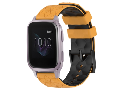 Correa de reloj inteligente para Garmin Venu SQ 20 mm Patrón de fútbol de silicona bicolor (amarillo + negro)