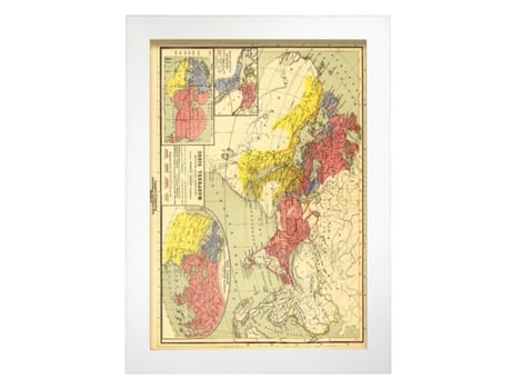 Póster NACNIC Geográficos en Estilo Vintage. Mapamundi de 1903. Ilustraciones de Antiguos Mapamundis en Tonos Sepia. Tamaño A3, Sin Marco.