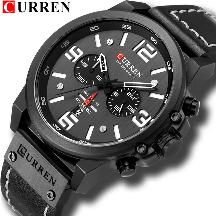 Reloj De Cuarzo Para Hombre Con Correa De Piel Auténtica (blanco Y Negro), Informal, Para Citas Y Negocios.
