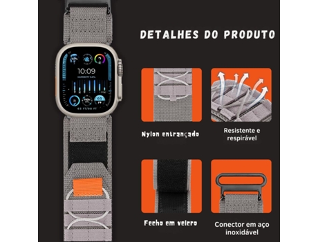 Correa Nylon Militar para Apple Watch Series 4 40Mm Gris ¡ANTIMPACTO!