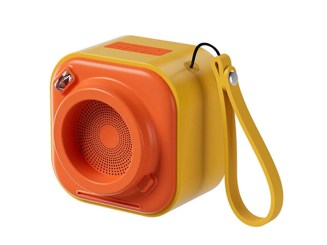Altavoz Bluetooth inalámbrico Yunzii con forma de cámara retro, mini portátil, amarillo