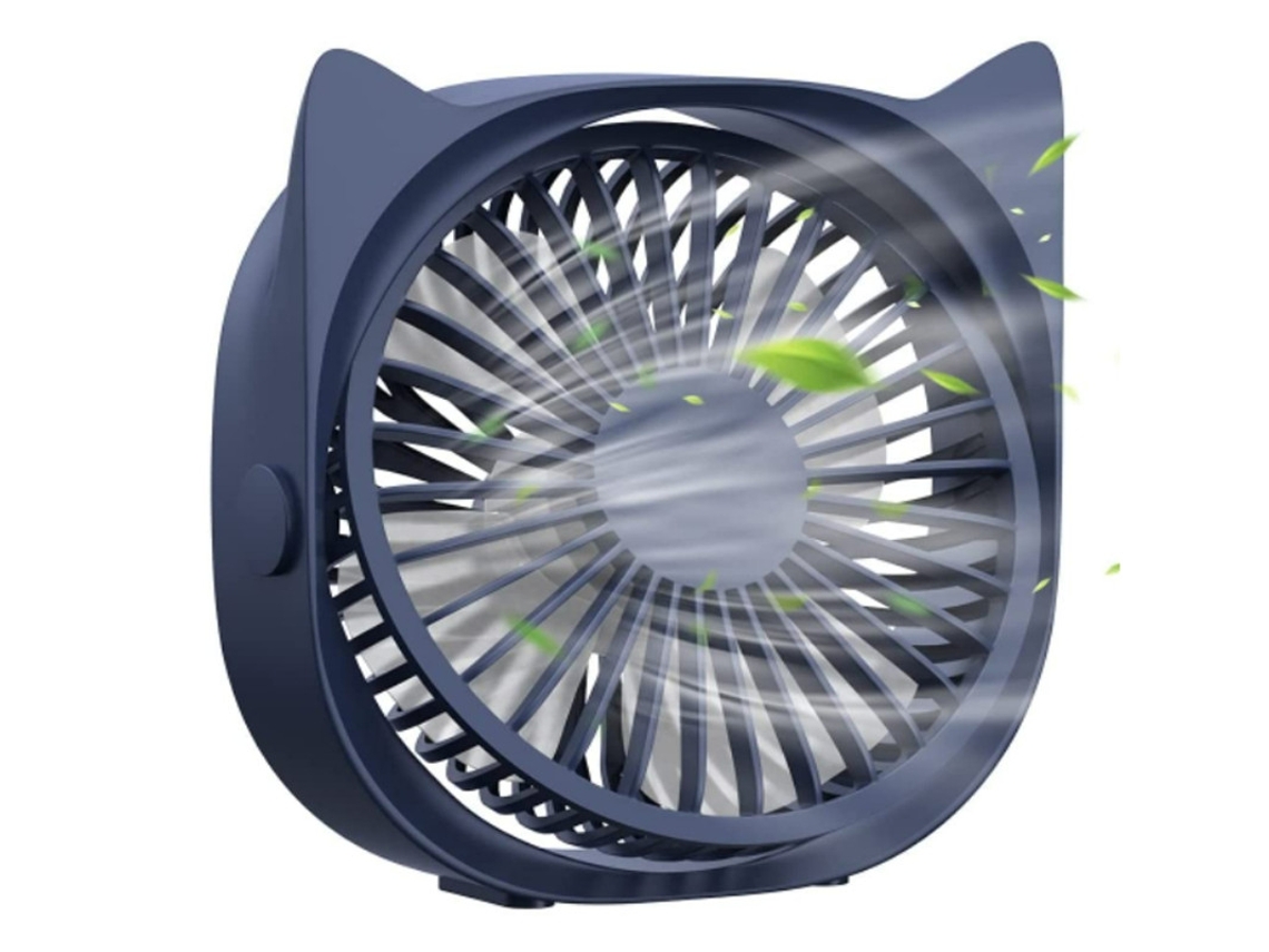 Ventilador de mesa USB azul potente y silencioso de 3 velocidades Yizhood de 360°