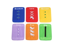 Kit de Aprendizagem com 6 Peças, Incluindo Placa de Habilidades Básicas, Botão Inteligente Brinquedo Fivela Ziper para Crianças