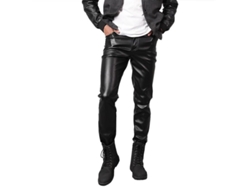 2026-10210-pantalones De Cuero Casual Hombre De Cadera Media Slim Fit Color Sólido Gvd Eu 38 Negro