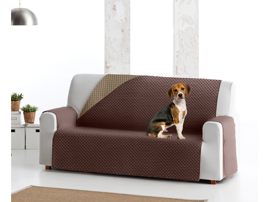 Funda tejido acolchado Reversible para Sofá Elena (115 cm 2 lugares - Cor marrón / beige oscuro)