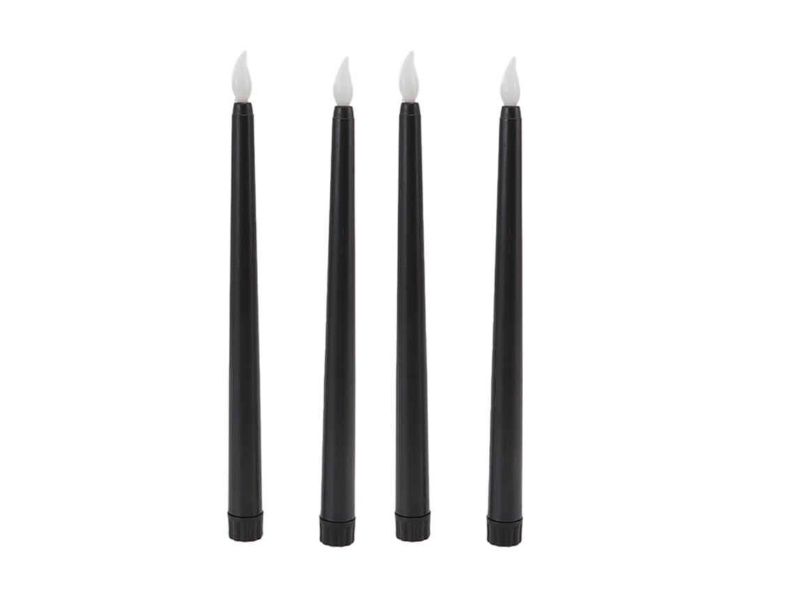 4 velas LED sin fuego, seguras y ecológicas, luz cálida, color negro