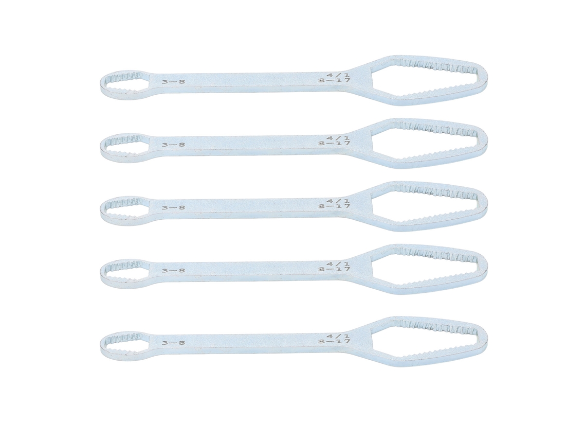 Chave De Ajuste Auto-aperta Bica Dupla 5 Peças 3-17mm Com Revestimento De Zinco Prata