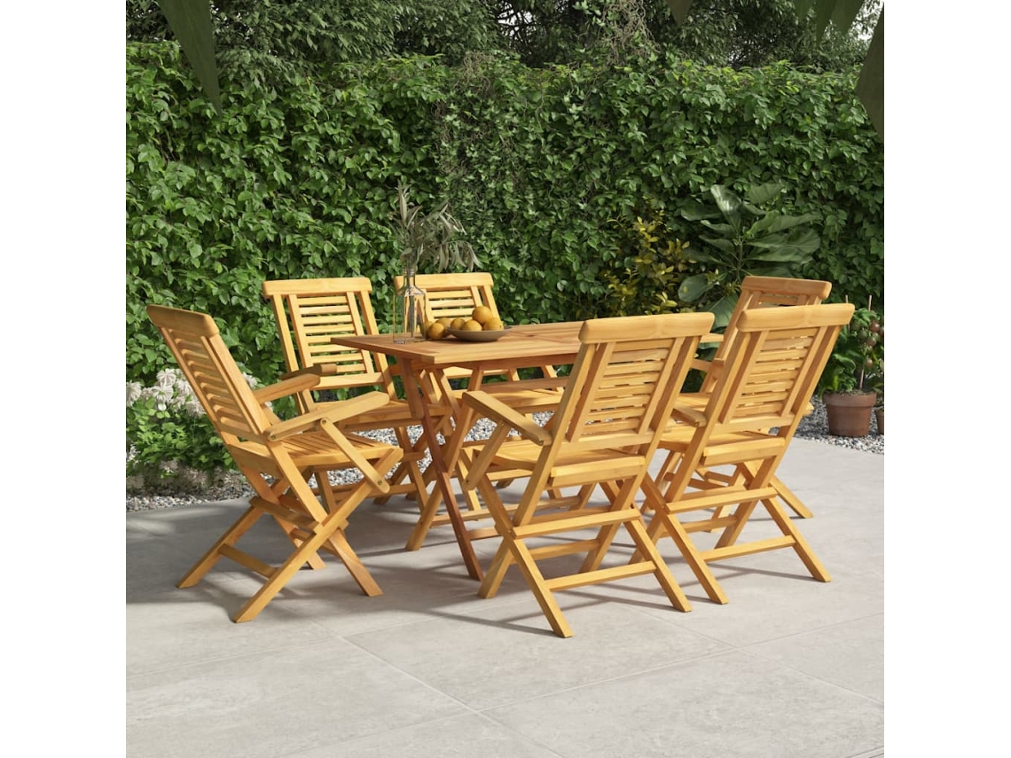 Sillas de jardín plegables (6 unidades, 56 x 63 x 90 cm), teca maciza, DKD Home Decor