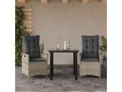 Juego de comedor de jardín de 3 piezas con cojines gris claro de Dkd Home Decor