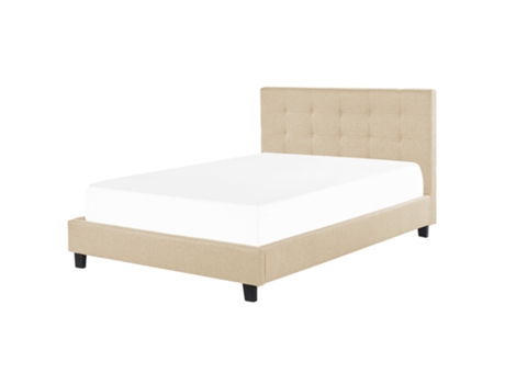BELIANI Cama de matrimonio Rochelle poliéster crema 170x218x109