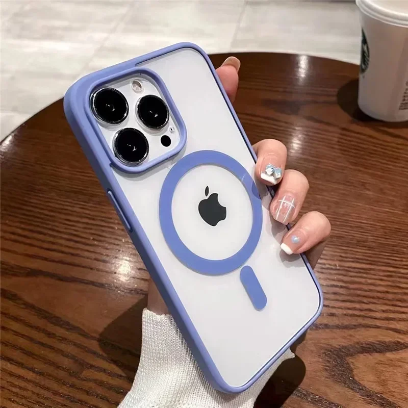 (iphone 17 Pro, Azul) Funda Magnética Magsafe Para Iphone Con Carga Inalámbrica, Acrílico Rígido