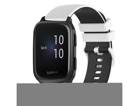 Correa smartwatch para Garmin Venu SQ 20mm silicona cuadros bicolor (blanco + negro)