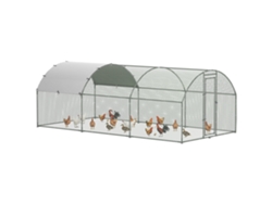 Gallinero De Acero Galvanizado Para 12-18 Gallinas, Techo Oxford, 5,7x2,8x1,97 M, Color Plata.