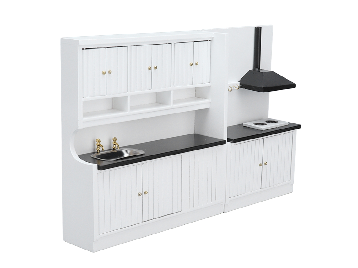 Cocina En Miniatura Para Casa De Muñecas, Bonito Diseño De Muebles De Madera A Escala 1:12