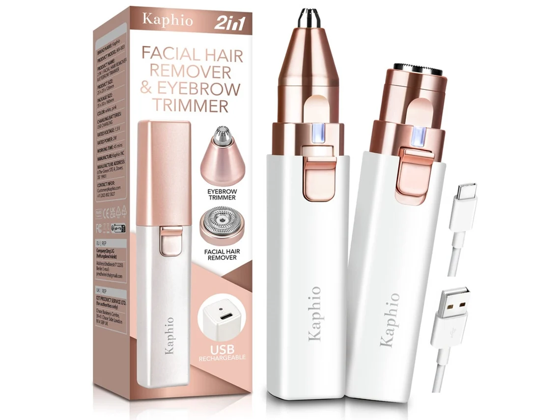 Depilación facial para mujeres Recortador de cejas femenino versátil Carga USB 2 puntas para cara/cejas/labios/brazo CUICH