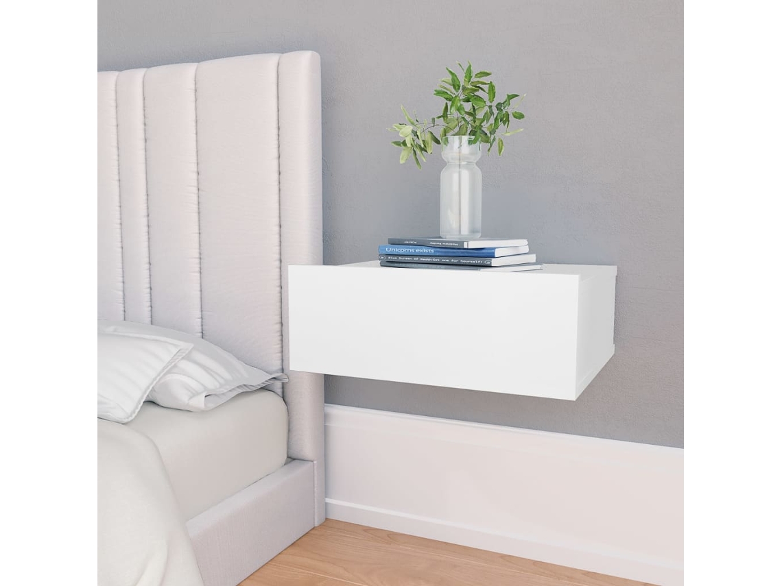 Mesa Cabeceira LOVELY HOME Mesinha Suspensa 2 Pcs 40X30X15 Cm Contraplacado Branco