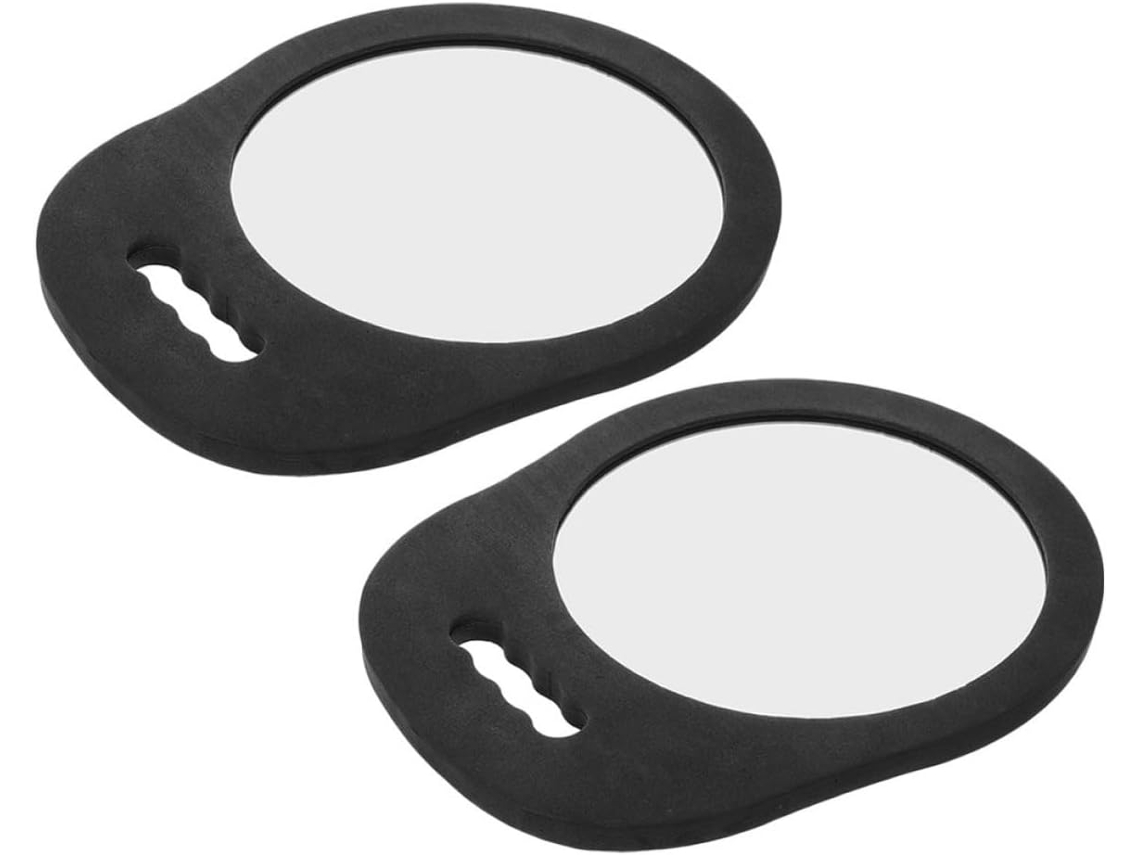 Lot De 2 Espejos A Main Salon Coiffure Grande Format Rond Y Carré, Poignée Ergonómico, Mousse
