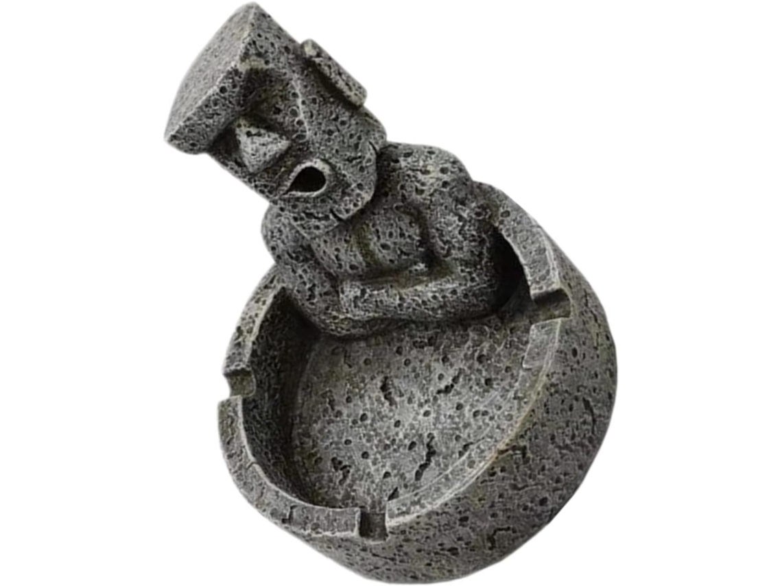 Cenicero Piedra Resina Retro Fácil Anticaída Decoración Hogar Oficina Armario Estilo Estatua Pascua Moai Usar