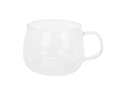 Taza de vidrio borosilicato transparente con asa para bebidas