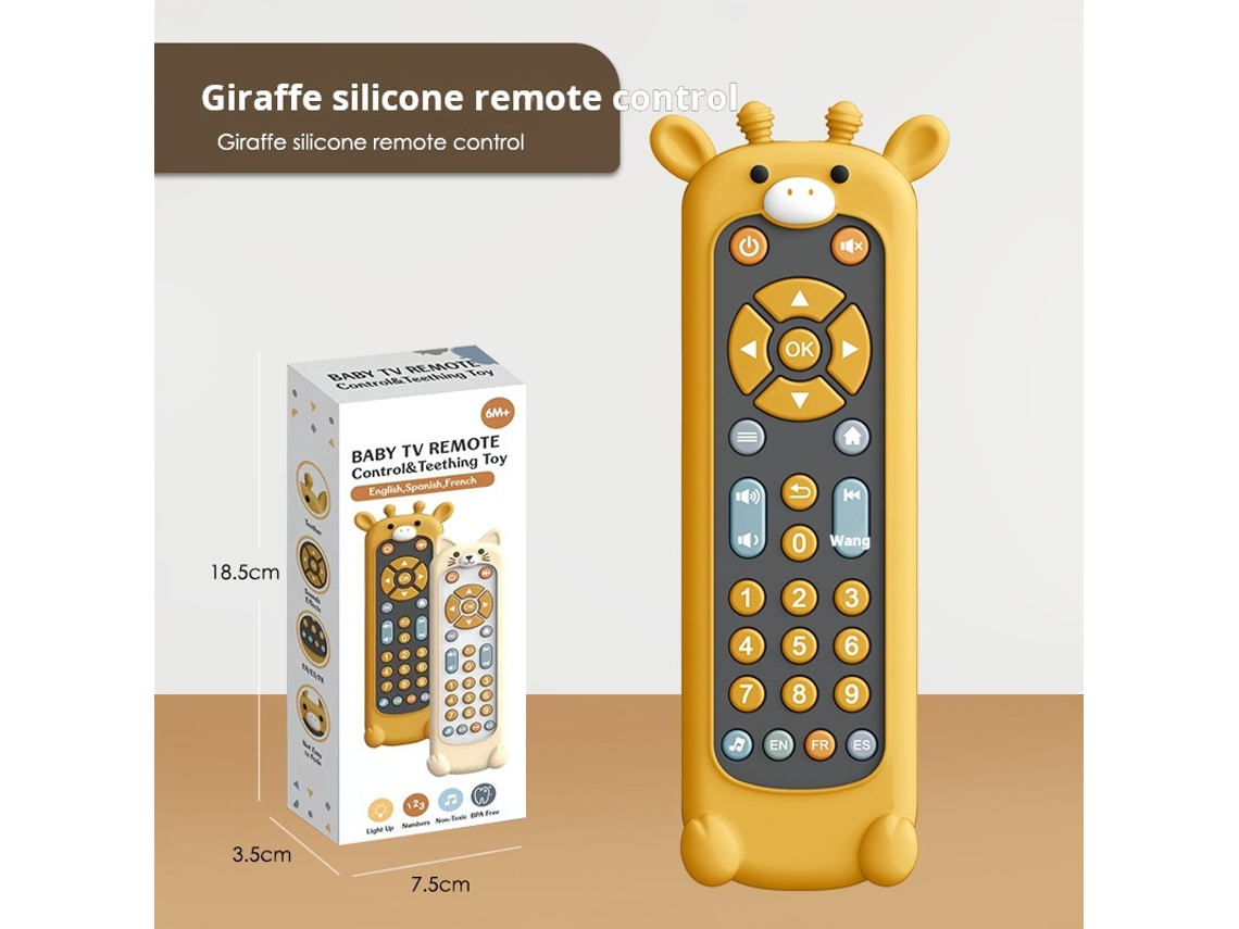 Juguete educativo de silicona para bebé con control remoto para TV, animales de dibujos animados con música, ideal para el desarrollo cognitivo infantil. Aeuzwr