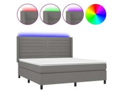 Maison Exclusive - Cama Box Spring Colchón Y Luces Led Tela Gris Oscuro 160x200 Cm