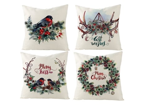 Fundas de almohada navideñas, fundas de cojines de lino, adornos navideños