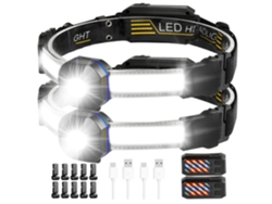 2 Unidades Szsmart Kxk-101 Led Linterna Frontal Recargable Impermeable Negro