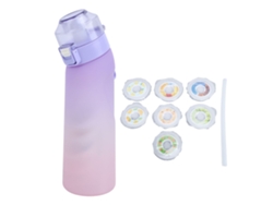 Vaso De Agua Deportivo De 650 Ml De Silicona Pp Con 7 Anillos De Sabor, Degradado Morado.