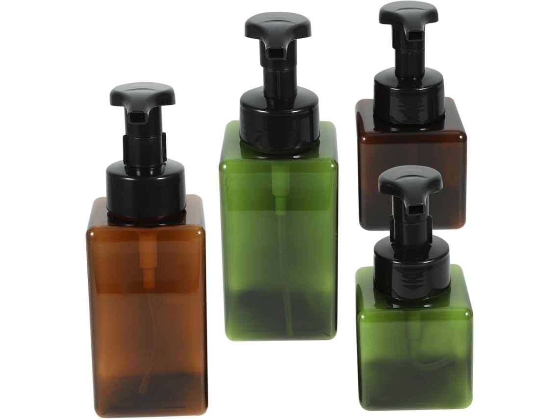 Dispensadores De Champú Portátiles De Plástico De 4 Piezas, Botellas Con Bomba Y Espuma Para Viajes.