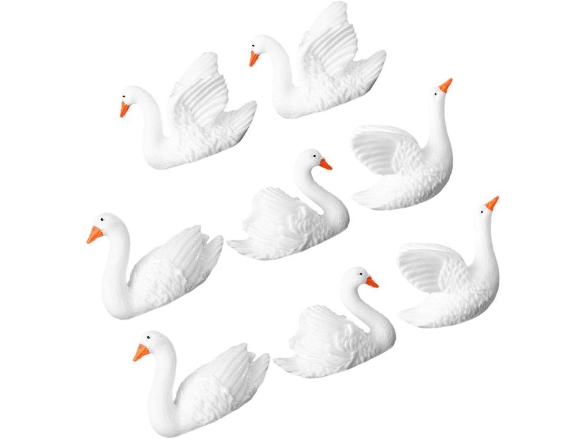 Figuras Miniatura De Cisnes De Resina Para Decoración De Jardín, Juego De 8 Piezas.