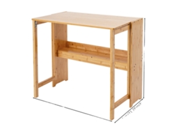 Mesa plegable, diseño que ahorra espacio, estética moderna, color madera.