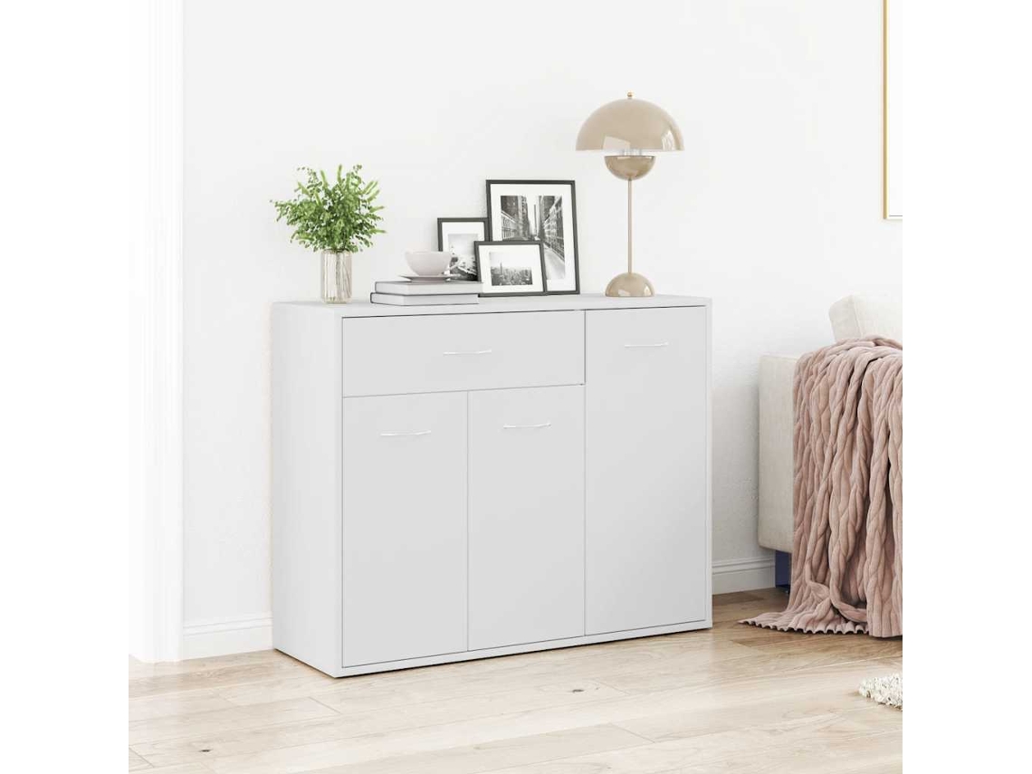 Aparador De Madera Contrachapada Blanco 88x30x70 Cm